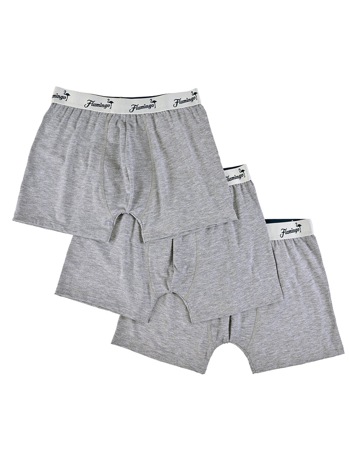 3 pack bóxer Cloud Flamingo gris claro de algodón Pima Peruano, vista conjunto - Ropa Flamingo