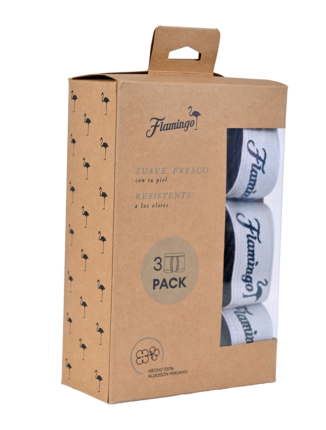 Caja 3 pack bóxer Cloud Flamingo negro de algodón 100% Pima Peruano - Ropa Flamingo