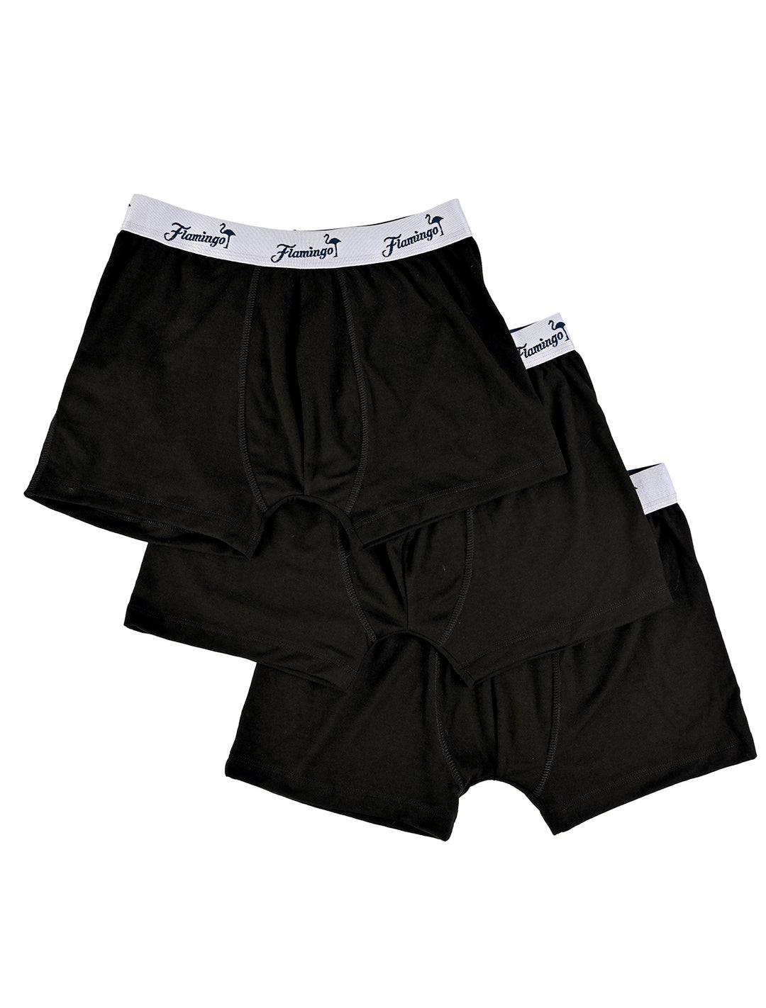 3 pack bóxer Cloud Flamingo negro de algodón Pima Peruano, vista conjunto frontal - Ropa Flamingo