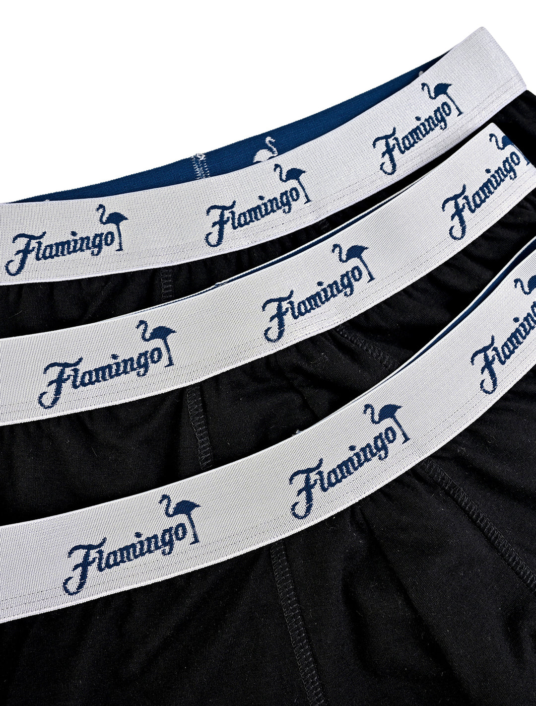 Acercamiento a cintura elástica con logo Flamingo en bóxers negros Cloud de algodón Pima - Ropa Flamingo