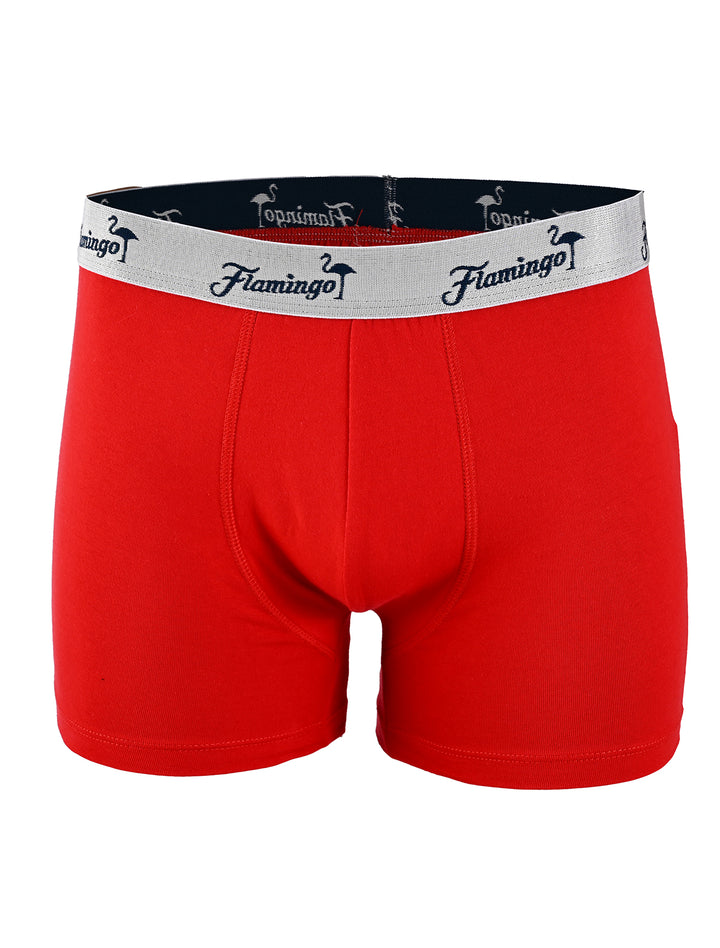 Bóxer Cloud Flamingo rojo de algodón Pima Peruano, vista frontal - Ropa Flamingo