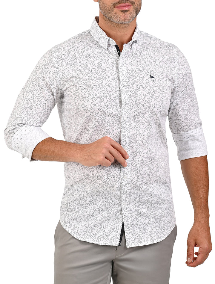 Camisa Flamingo Print blanca con estampado de flamingos para hombre - Ropa Flamingo
