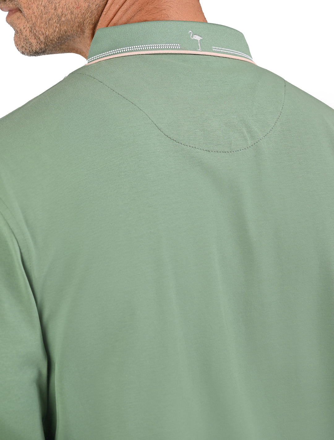 Polo Flamingo Linier Sorona negro para hombre, detalle de cuello y puños blancos - Ropa Flamingo