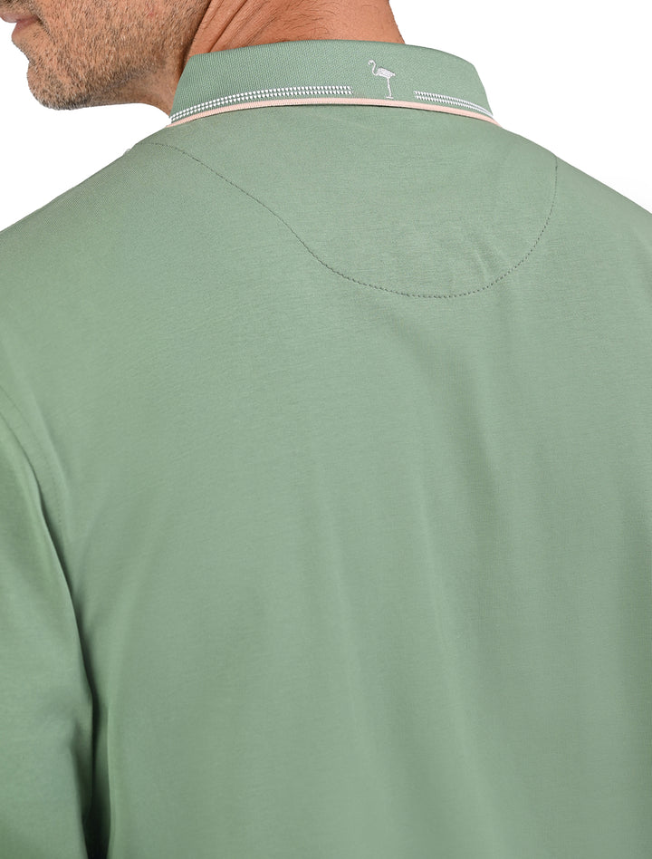 Polo Flamingo Linier Sorona negro para hombre, detalle de cuello y puños blancos - Ropa Flamingo