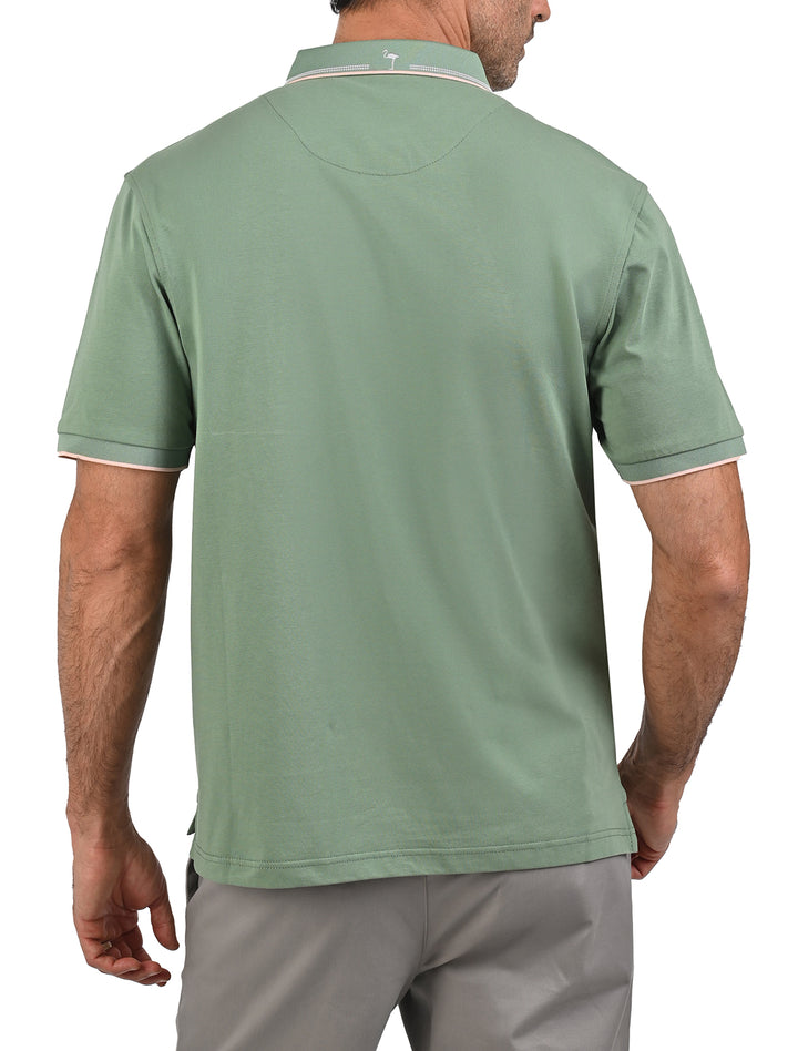 Vista de tres cuartos de polo Flamingo Linier Sorona negro para hombre - Ropa Flamingo