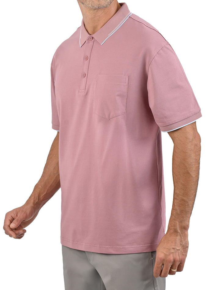 Polo Flamingo Linier Sorona azul oscuro para hombre, vista frontal con bolsillo - Ropa Flamingo
