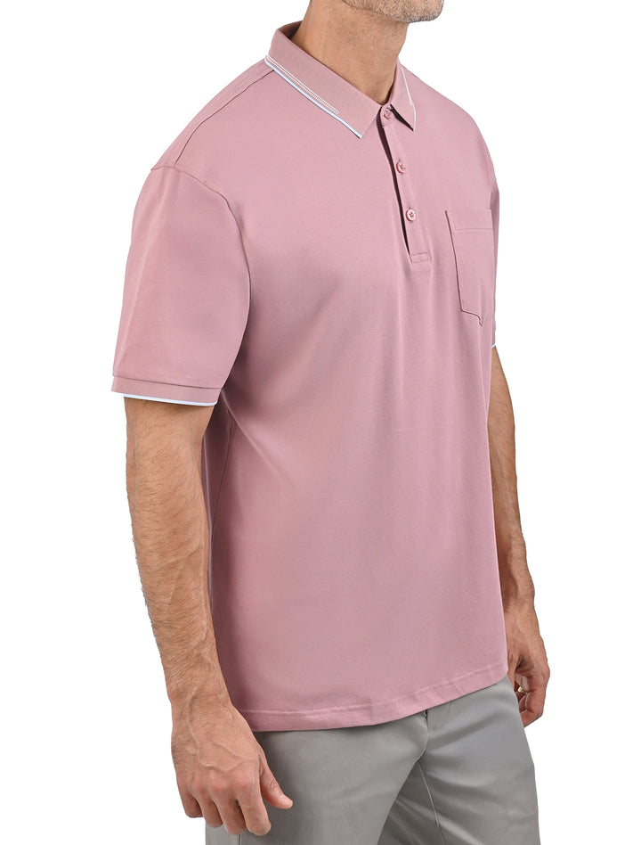 Polo Flamingo Linier Sorona azul oscuro para hombre, vista de tres cuartos - Ropa Flamingo