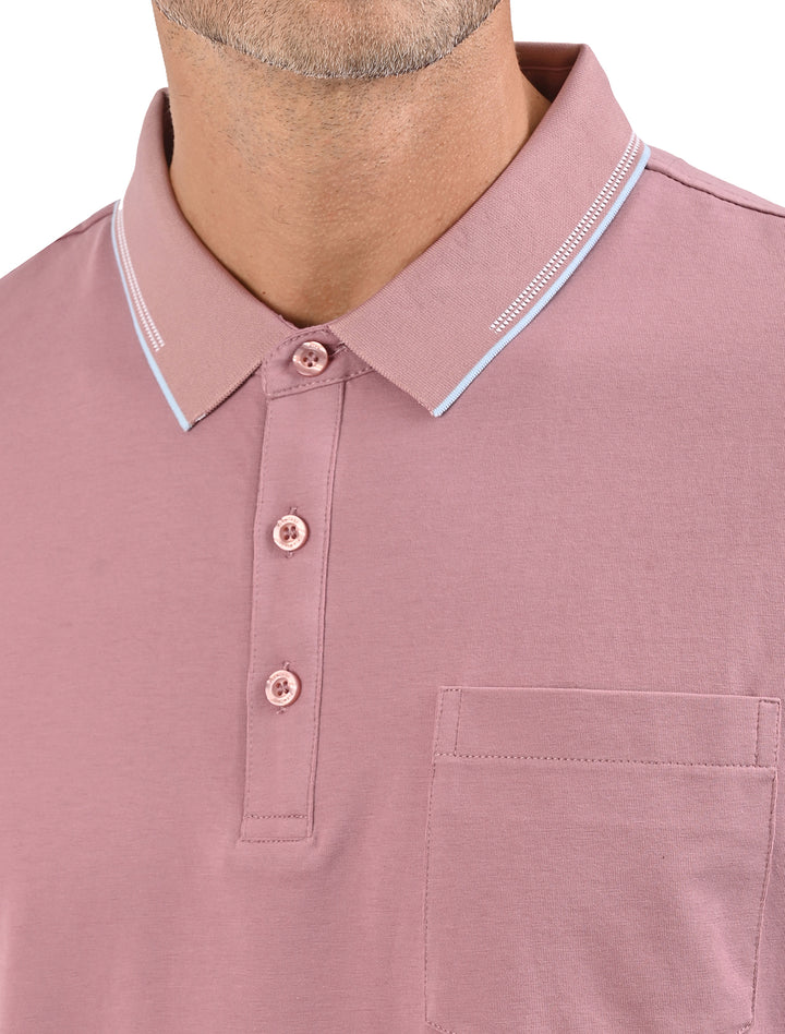 Polo Flamingo Linier Sorona azul oscuro para hombre, detalle de cuello y bolsillo - Ropa Flamingo