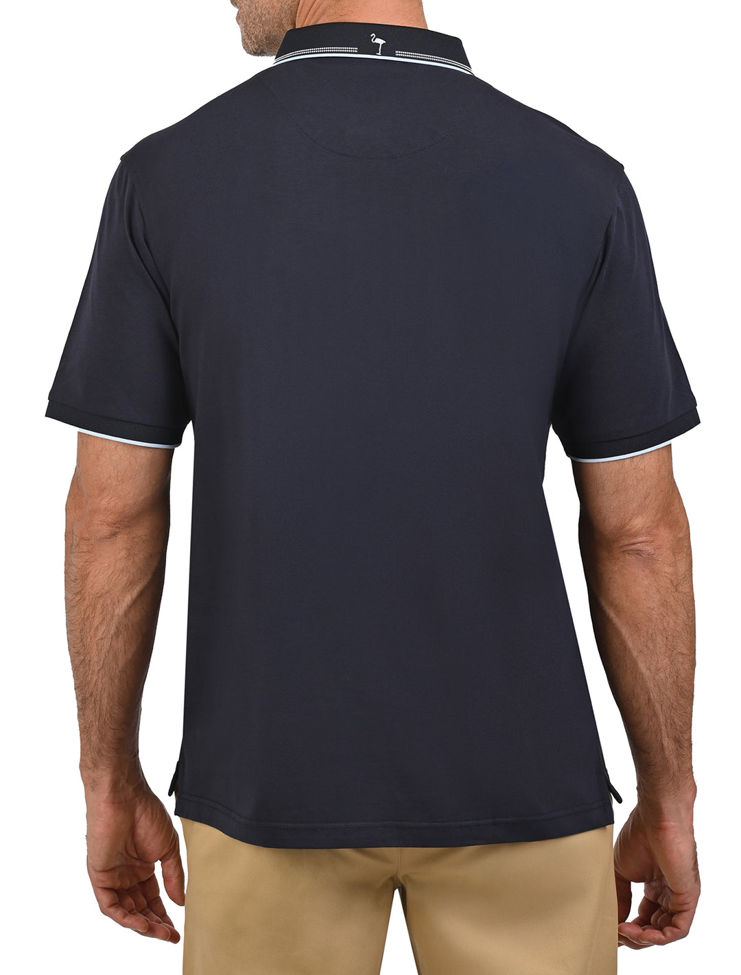 Vista lateral de polo Flamingo Linier Sorona azul marino para hombre - Ropa Flamingo