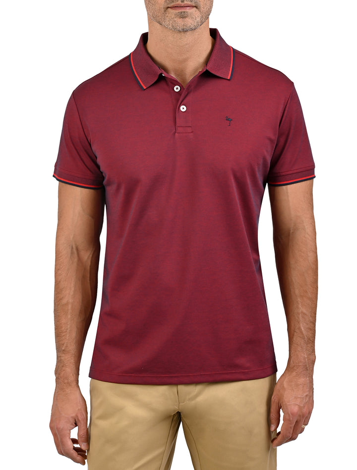 Vista trasera de polo de algodón Pima Peruano gris azulado para hombre - Ropa Flamingo